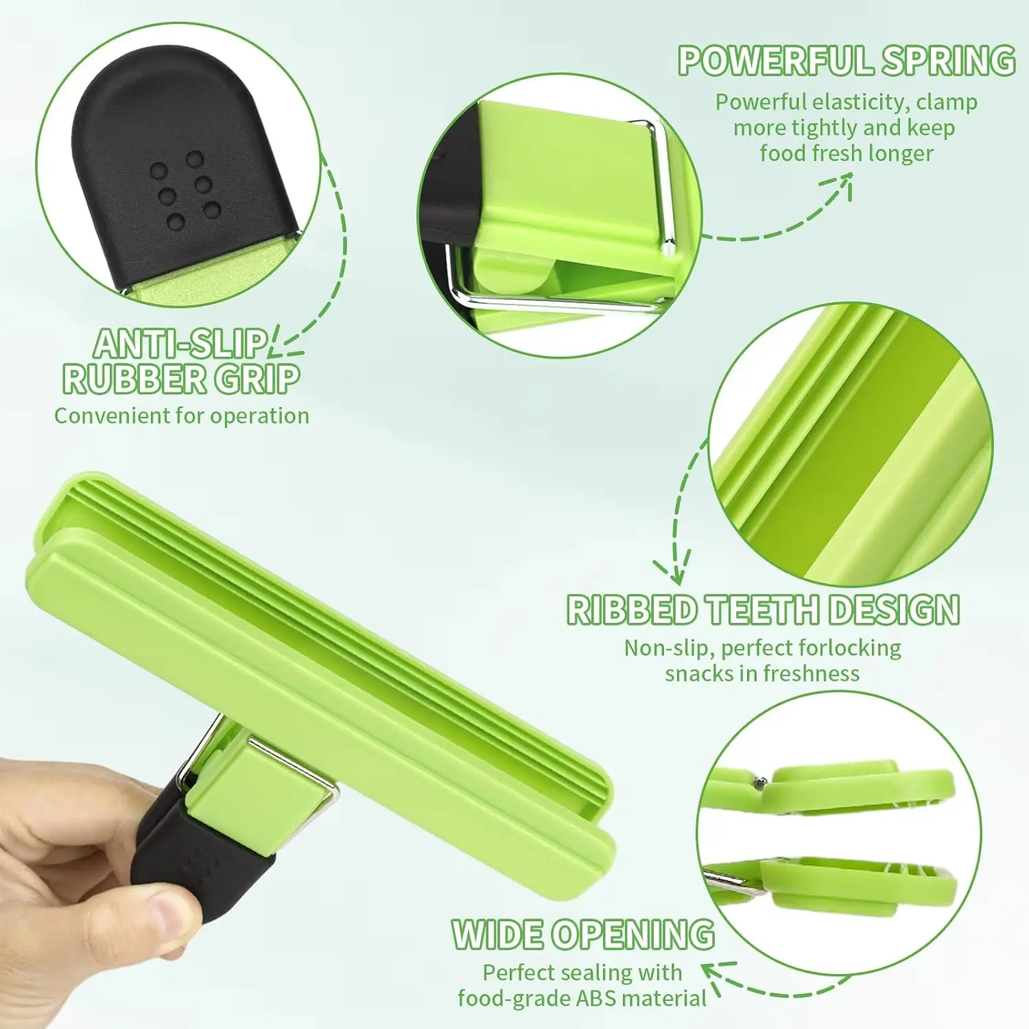 8 Pack Food Clips, Upgrade Wide Open Bag Clips for Food Storage with Air Tight Seal Grip (4 x L, 4 x S)