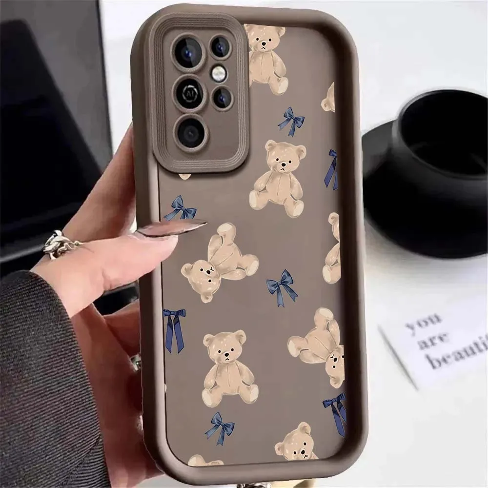 Adorable Love Bow Bear Silicone Soft Matte Phone Case