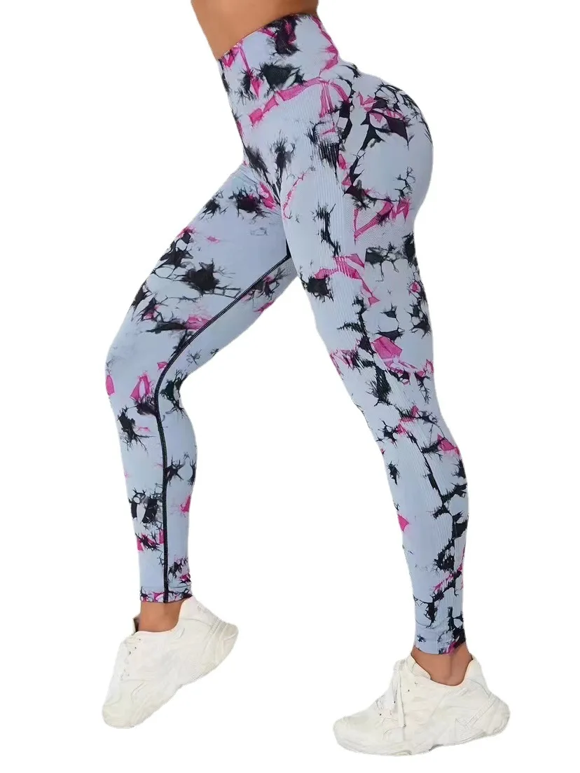 Tie Dye Leggings Workout Sexy black pink rainbow High Waist Yoga Pants  Scrunch Butt Lifting Elastic Tights Fitness Trousers