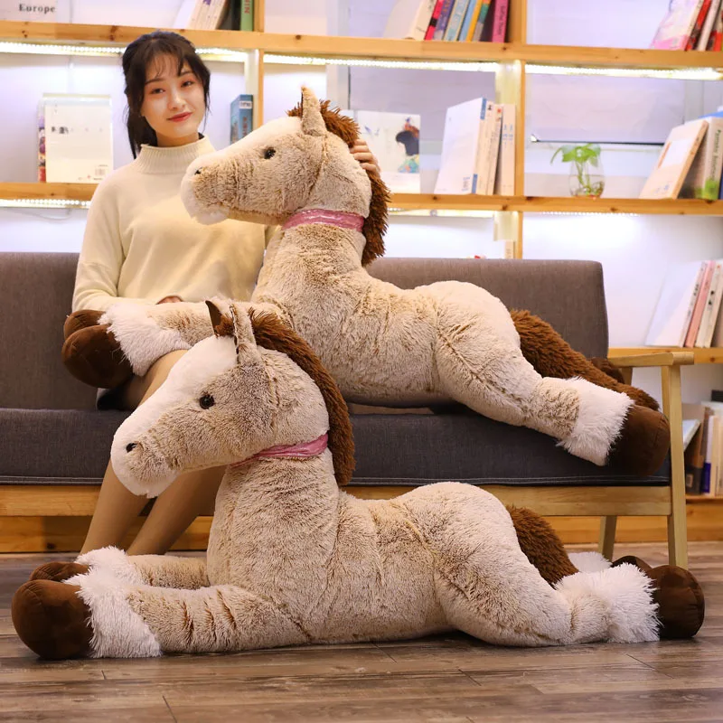 New Giant Simulation Horse Plush Toys Stuffed Soft Cute Animal Doll Lovely Unicorn Style Toys Baby Birthday Home Decor Gift unicorn animal horse figurines trinket box unicorn horse elf statue