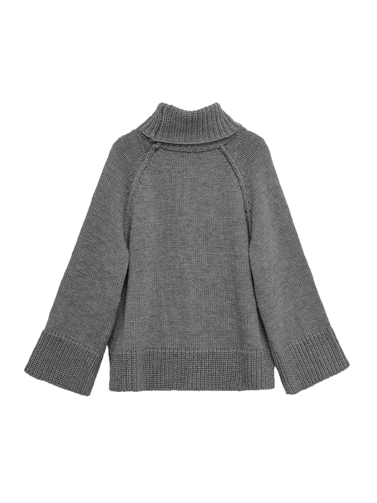 Winter Women Turlteneck Knitted Top Casual Loose Full Sleeves Thick Warm Knitting Sweater Female Solid Fashion Pullover Top