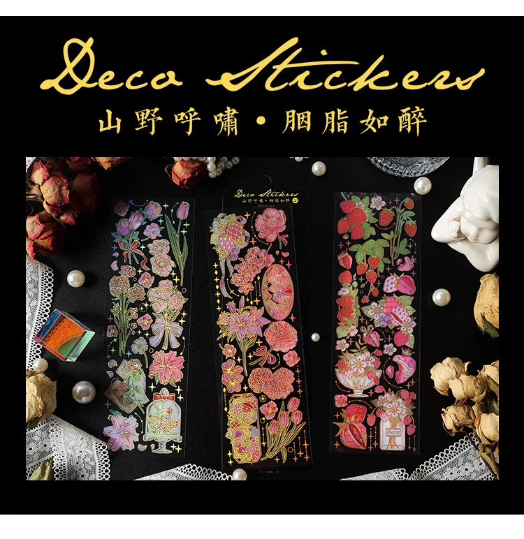 3 pcs Bronzing Flowers Stickers aesthetic 14 Sb021ee30ed8e46068fc4709fa33f2566q