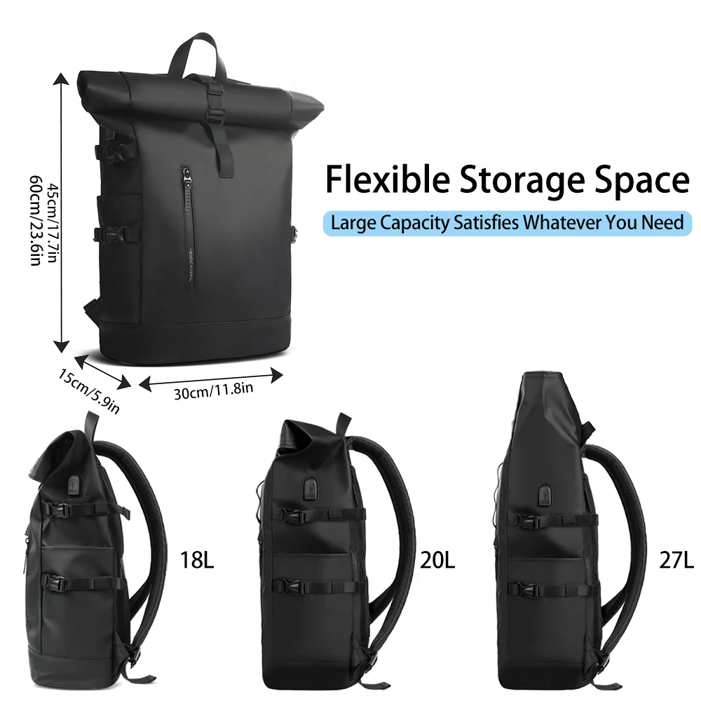 Zaino Outdoor Sportivo Per Uomo Con Scomparto Per Laptop E Top Roll, Zaino Da Viaggio | SHEIN ALIA