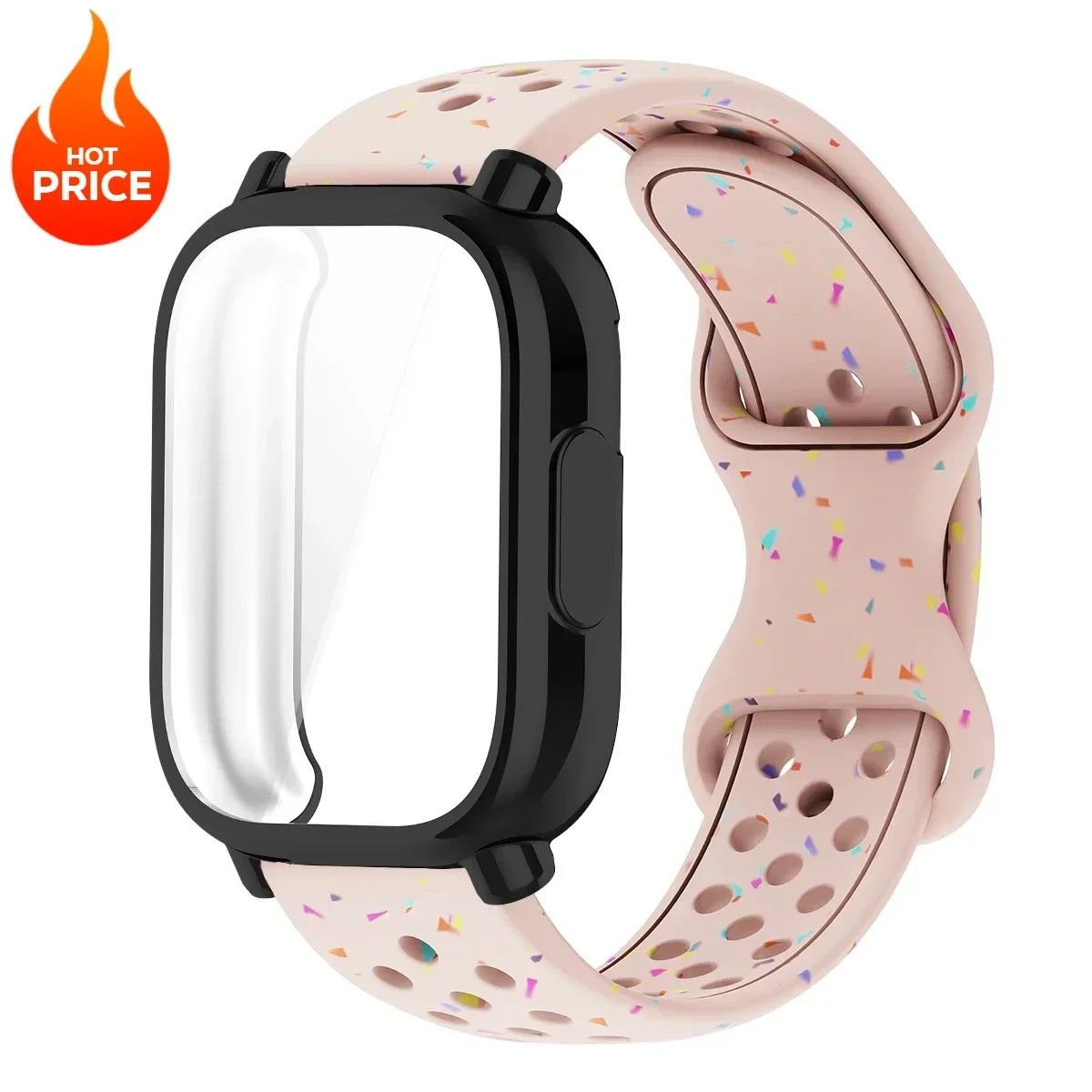 Enhanced Silicone Strap and TPU Protector Case for Full-Screen Coverage - Breathable Sports Band Design