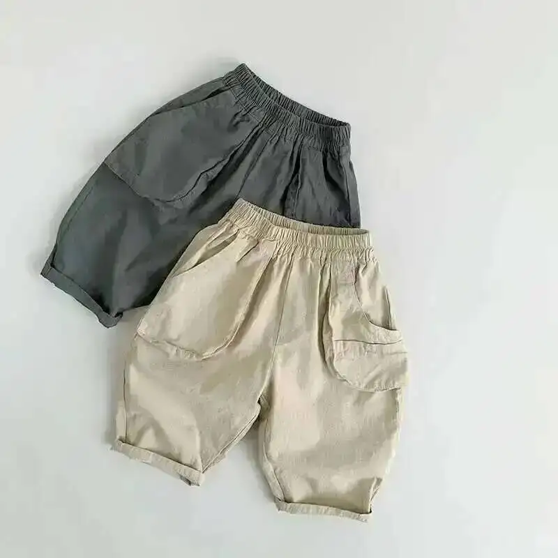 Frühling Sommer Kinderhosen 1-8 Jahre Jungen Mädchen Baumwolle Taschen Lässige Gerade Hosen Koreanische Kleinkinderbekleidung Unterteile für Kinderkleidung – Detail 7