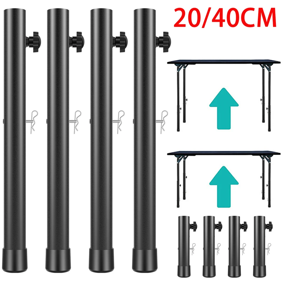 Patas Extensibles Para Mesa - 4 Patas Plegables De Metal Ajustables En Altura (20 Cm) - Para Elevar Mesas, Escritorios O Muebles