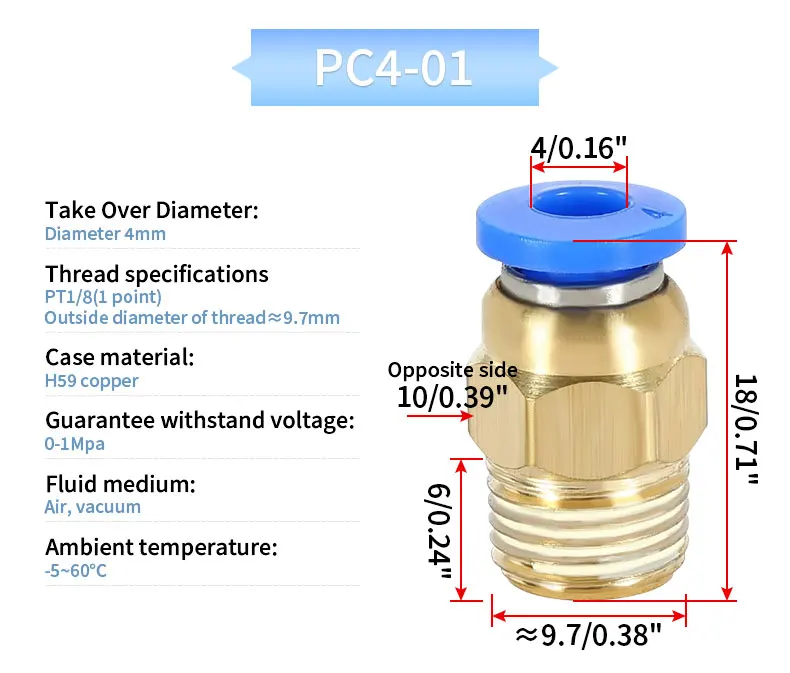 PC Pneumatischer Schnellverbinder Luftröhren-Schnellsteckgewinde gerade durch PC4 PC6 PC8 PC10 PC12-M5 01 02 03 04 Außengewinde – Detail 3
