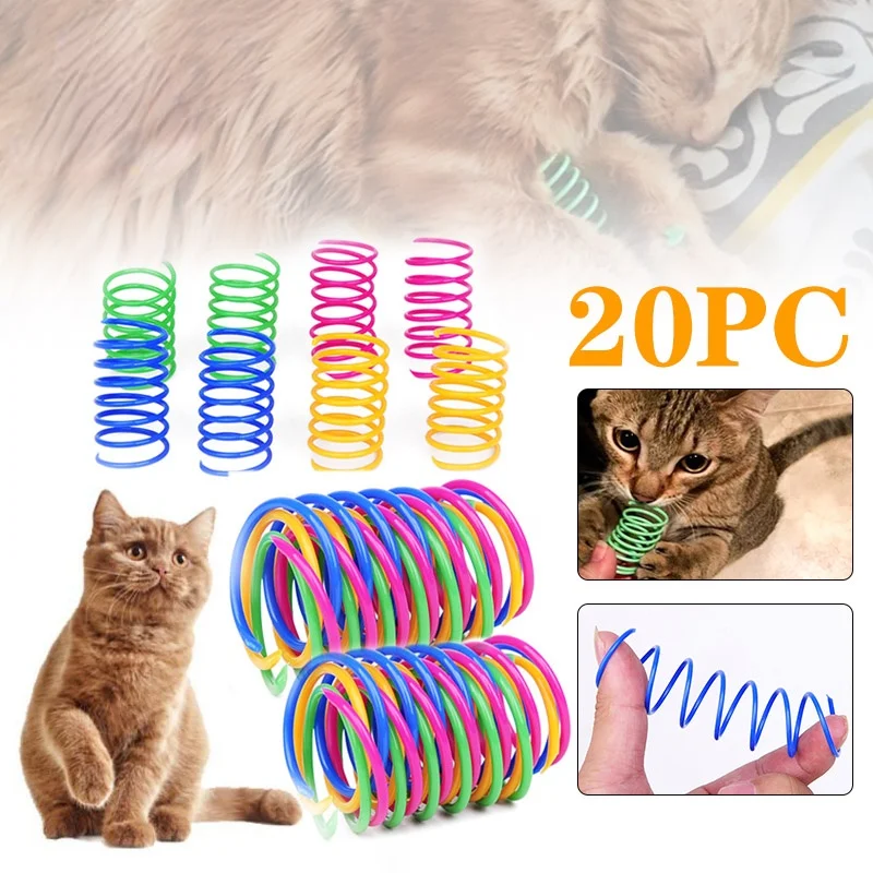 Muelles en espiral para gatos, juguetes interactivos de calibre, resorte colorido, productos para mascotas