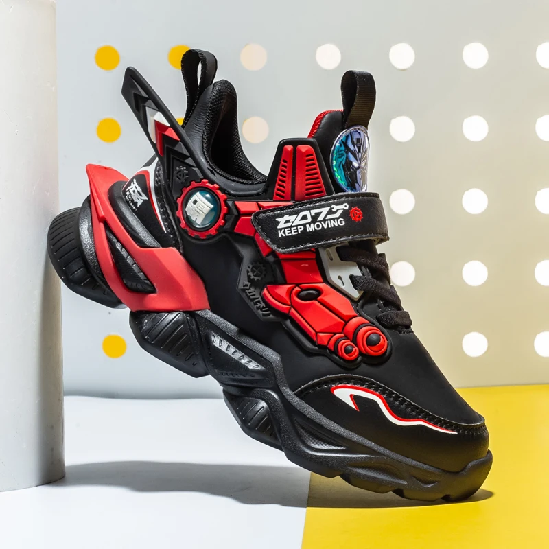 Kids Running Shoes Cartoon Boys' Shoes Breathable Kids' Basketball Shoes Sports Shoes Thick Sole Non-slip Children's Sneakers