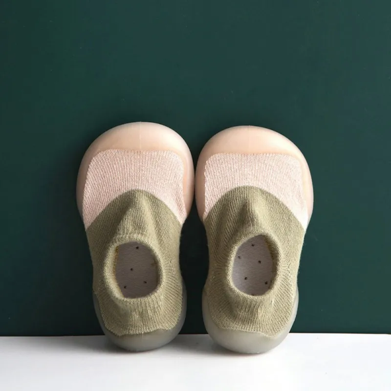 Baby Shoes Toddler First Walker Infant Boys Girls Rubber Soft Sole Floor Barefoot Kids Casual Shoes Knit Booties Anti-Slip Solid 2