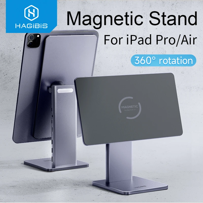 Hagibis-suporte Magnético Dobrável para Ipad Pro Suporte para Tablet Suporte de Rotação Hub Usb c 12.9 10.9 3rd 4th 5th 11 Air Ipad 10th