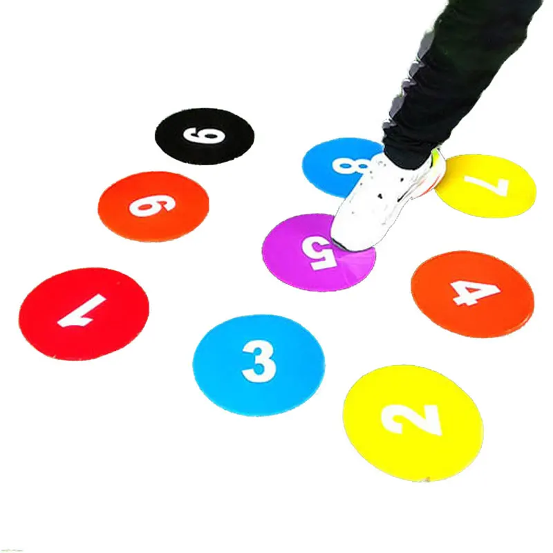 9inch Numbered Floor Spot Markers Set Non Slip Agility Flat Disc Cones for Soccer Basketball Football Baseball 1-10