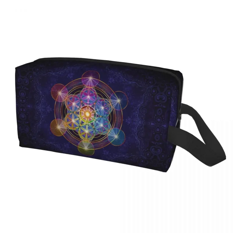 

Metatron's Cube Merkabah Cosmetic Bag Women Kawaii Big Capacity Flower of Life Makeup Case Beauty Storage Toiletry Bags