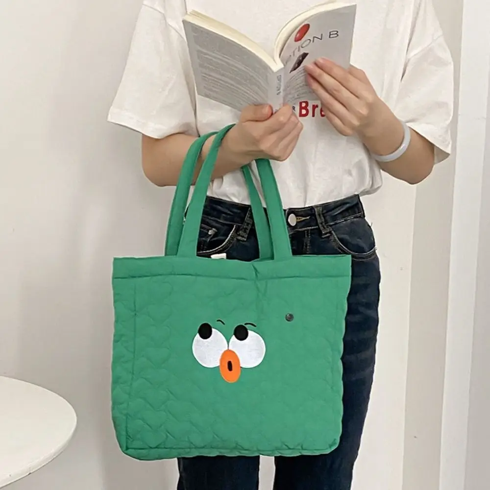 

Print Cartoon Canvas Bag Cute Big Eyes Large Capacity Embroidery Handbag Tote Bag Shopping Bag Travel
