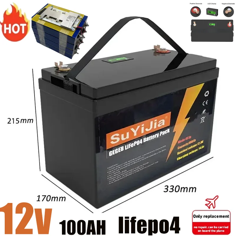 

New High Power 12V 100Ah Lithium Battery for Off-Road Vehicles and Golf Carts Solar and Wind Power Batteries Lifepo4 4000 Cycles