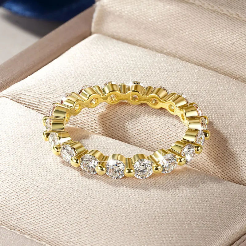 Lnngy Trendy Lab Created Diamond Stapelbarer Verlobungsring für Frauen, zertifizierter VVS1 3 mm Moissanit-Ewigkeitsring, Schmuck, Geschenk – Detail 4