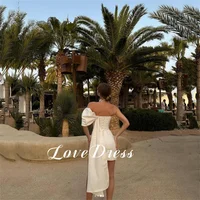 Customized Elegant Sweetheart One Shoulder Sheath Short Wedding Dress Above Knee Simple Backless Lace Up Pleats Mini Bridal Gown 2