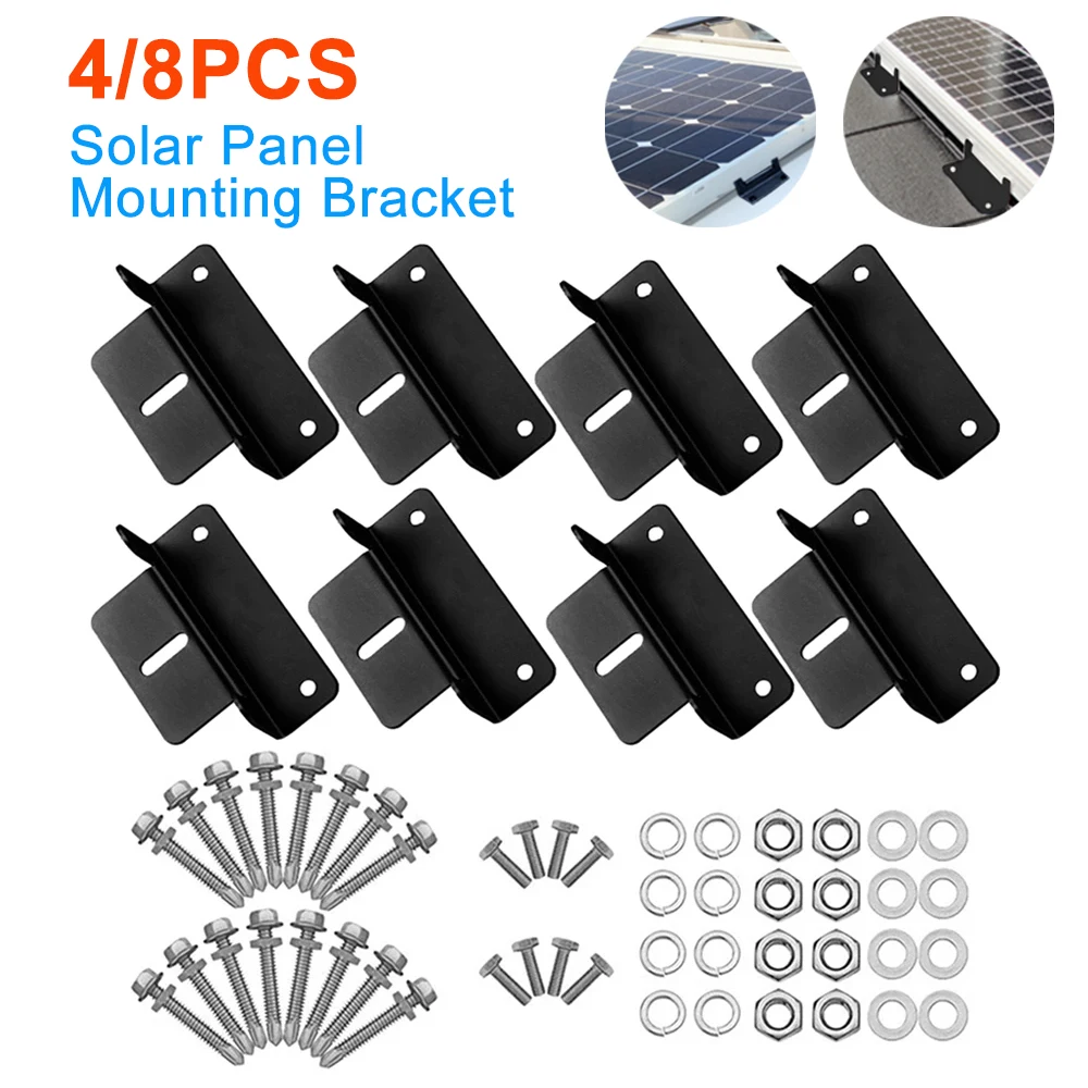 4/8Pcs Z Type Solar Panel Mounting Brackets Aluminum Z Bracket PV Panel Roof Mounting Bracket Solar Mount Kit for RV Boat solar panel mounting set