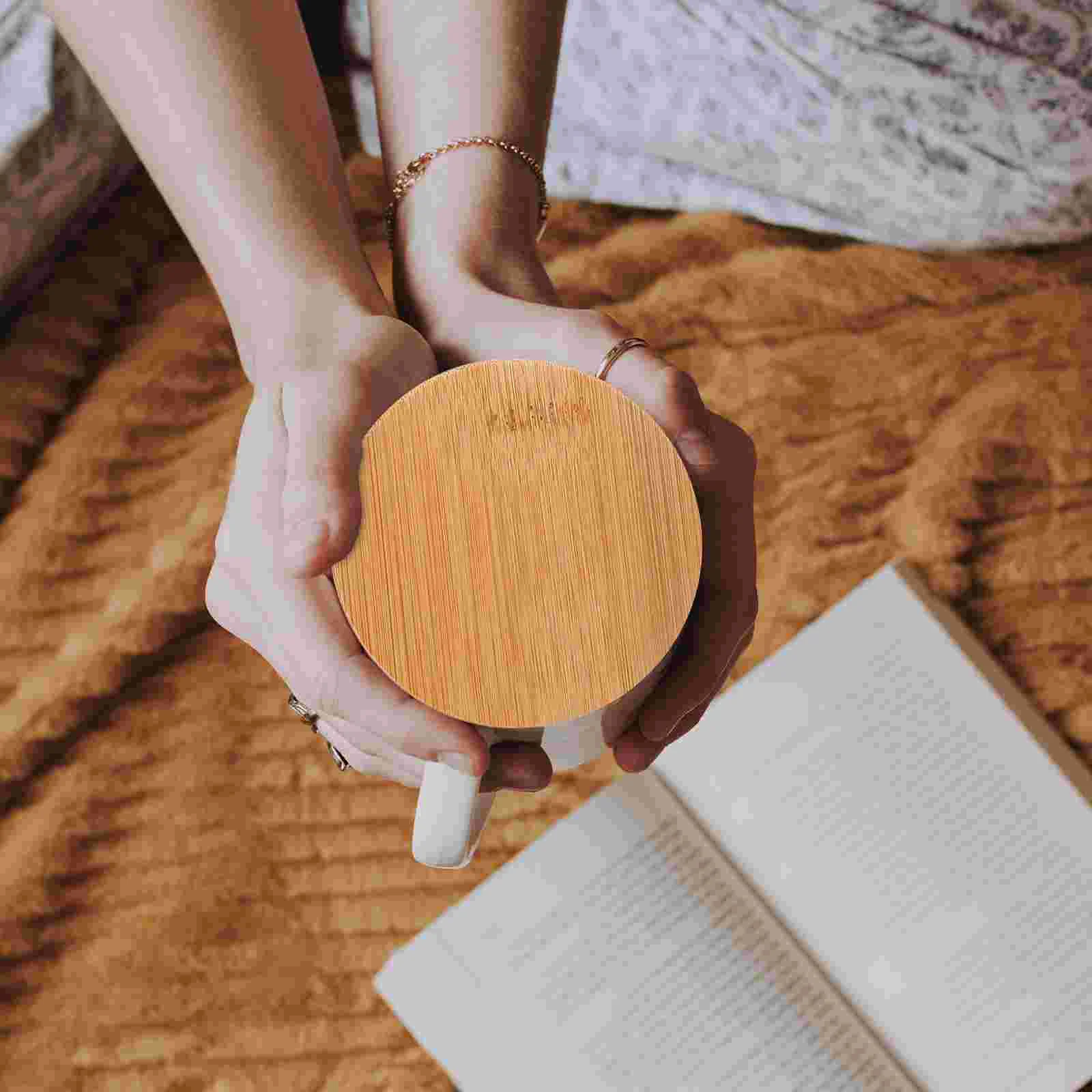 Bamboo Cup Lids Cup Lids Bamboo Mug Covers Wooden Accessories Kitchen Cookware Parts Practical Components 3 Pcs