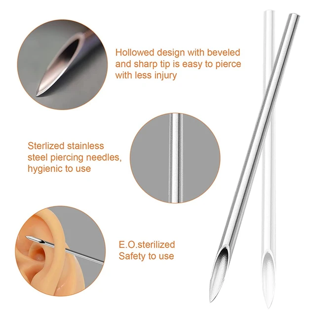 Ear Nose Piercing Needles 100pcs Mixed Piercing Needles Stainless Steel