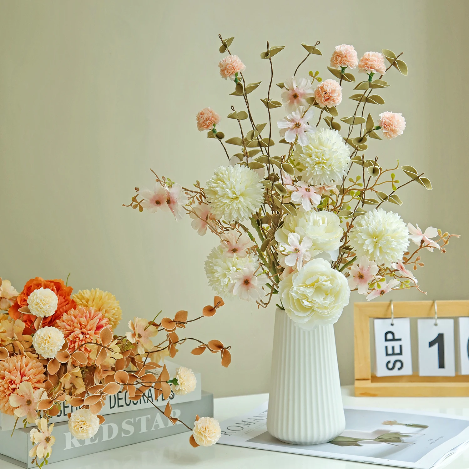 Seidenrosen, künstliche Blumen, Hochzeit, Zuhause, Zimmer, Party, Tisch, Festival, Dekor, Kranz, Brautstrauß, Vase, künstlerische Blumenkombination – Detail 1