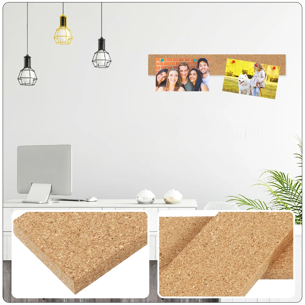 4 Pcs Adhesive Cork Strips Office Home Bulletin Ornament Natural Frameless Paper Bulletin Strips Self-adhesive Cork
