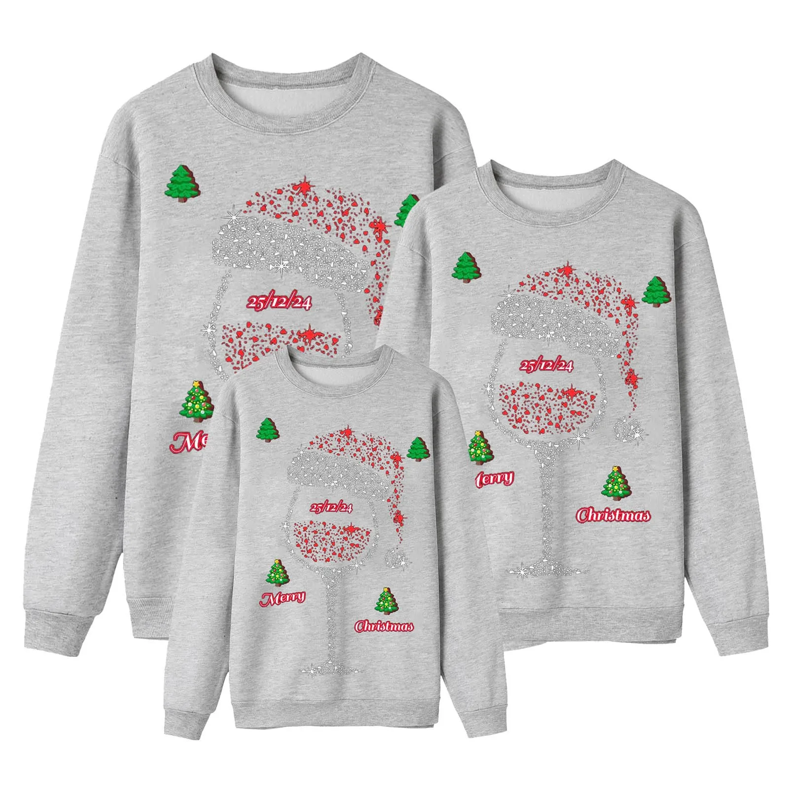 thumbnail image 5 of Conjuntos familiares a juego de Navidad Sudadera con cuello redondo y manga larga con estampado de Papá Noel Conjunto familiar para padres e hijos para las fiestas navideñas 2025, 5 of 5