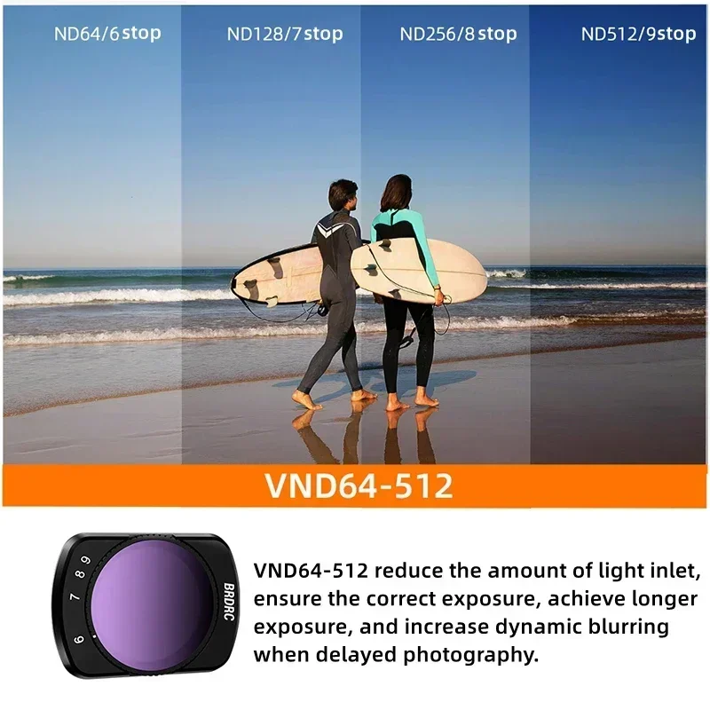 Camera Filters Kit BRDRC Variable ND Lens Filter for DJI OSMO Pocket 3 1-5 Stop 2-9 Stop Adjustable VND HD Optical Glass Gimbal Camera Accessorry