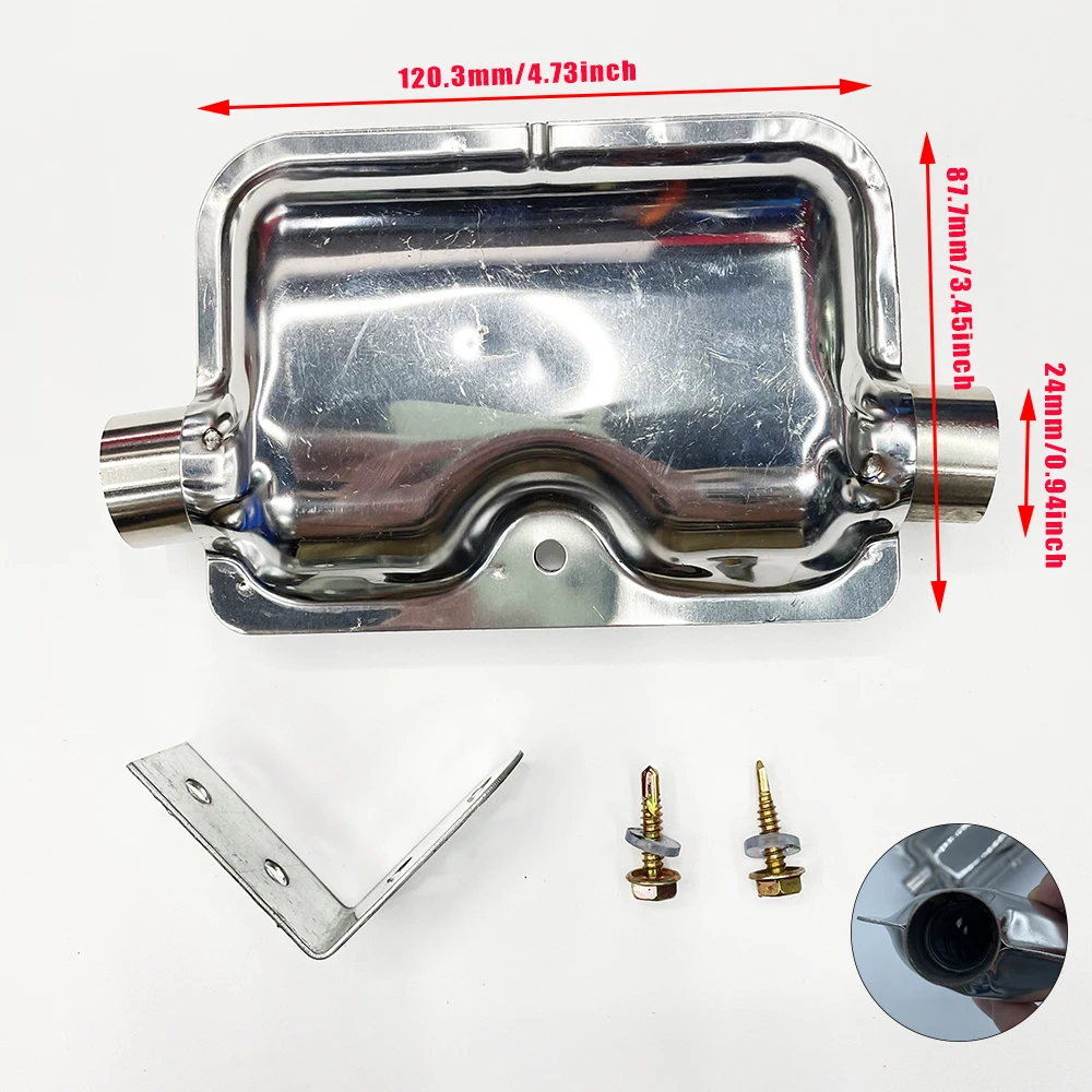 Car Parking Heater Generator Muffler 24mm Aluminum Alloy Exhaust Muffler Heater Exhaust Silencer Pipe with Clamps