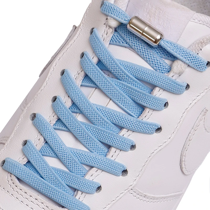Silikon Gummi Schleifenlose Schuhbänder 16 Stück 16x Elastische Schnürsenkel Aus Silikon – Schleifenlos, Ohne Binden, Für Alle Schuhe Schnürsenkel Blau Flach