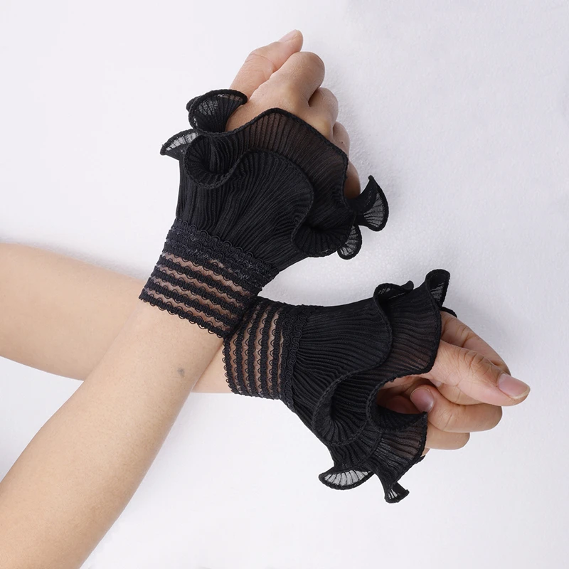 Polsini Lolita Finta Manica Staccabile In Pizzo - Accessorio Moda Per Abiti E Maglioni - 1 Paio 12 Cm - 5
