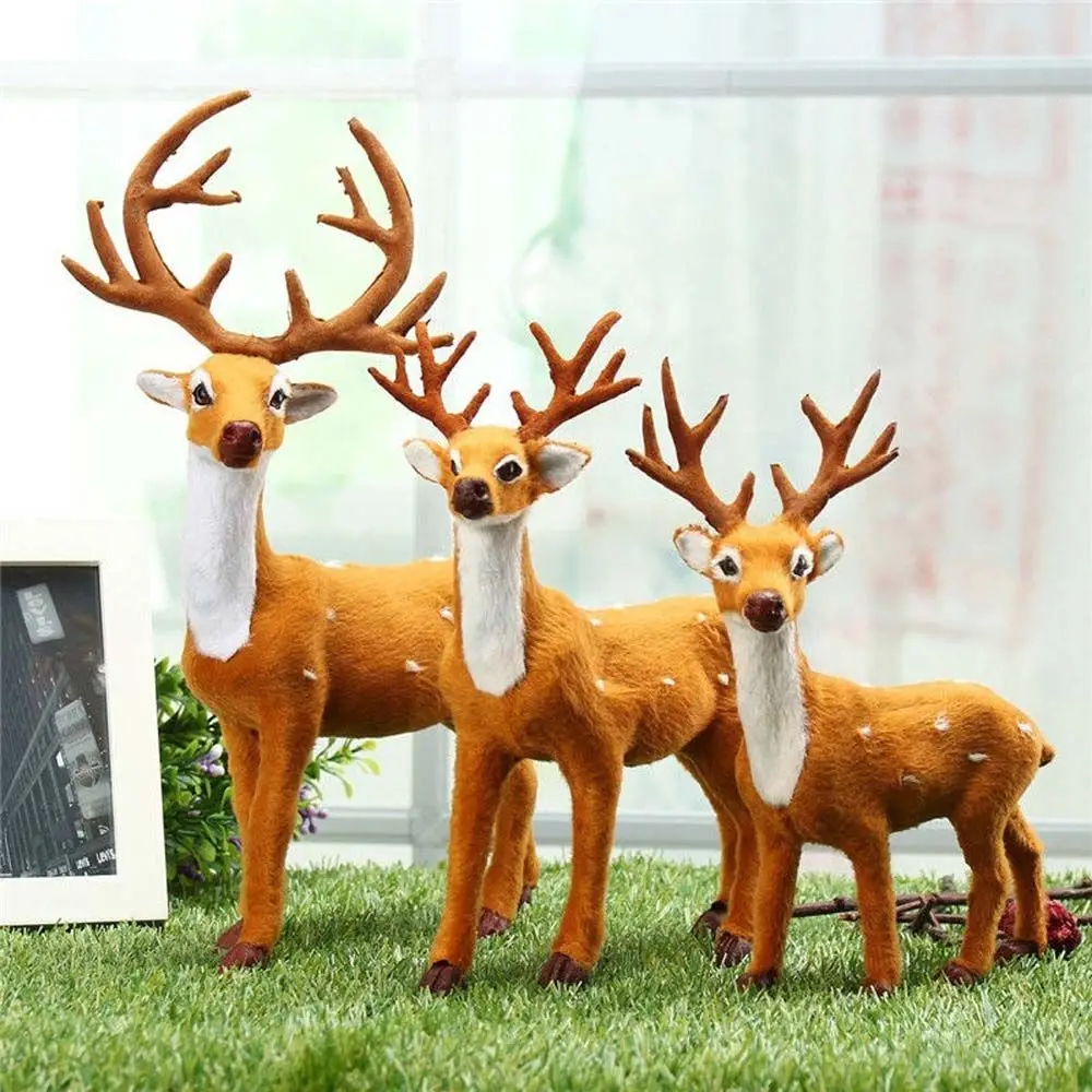 Cartoon Elk Plush Xmas New Year Desktop Model Christmas Decoration ...