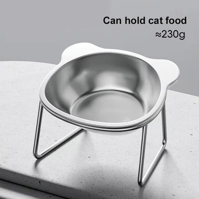 Cat Bowl 304 Stainless Steel Raised Cat Food Bowl Slanted Neck Guard Unbreakable Drinking Water Bowl Supplies For Puppy Cat 4