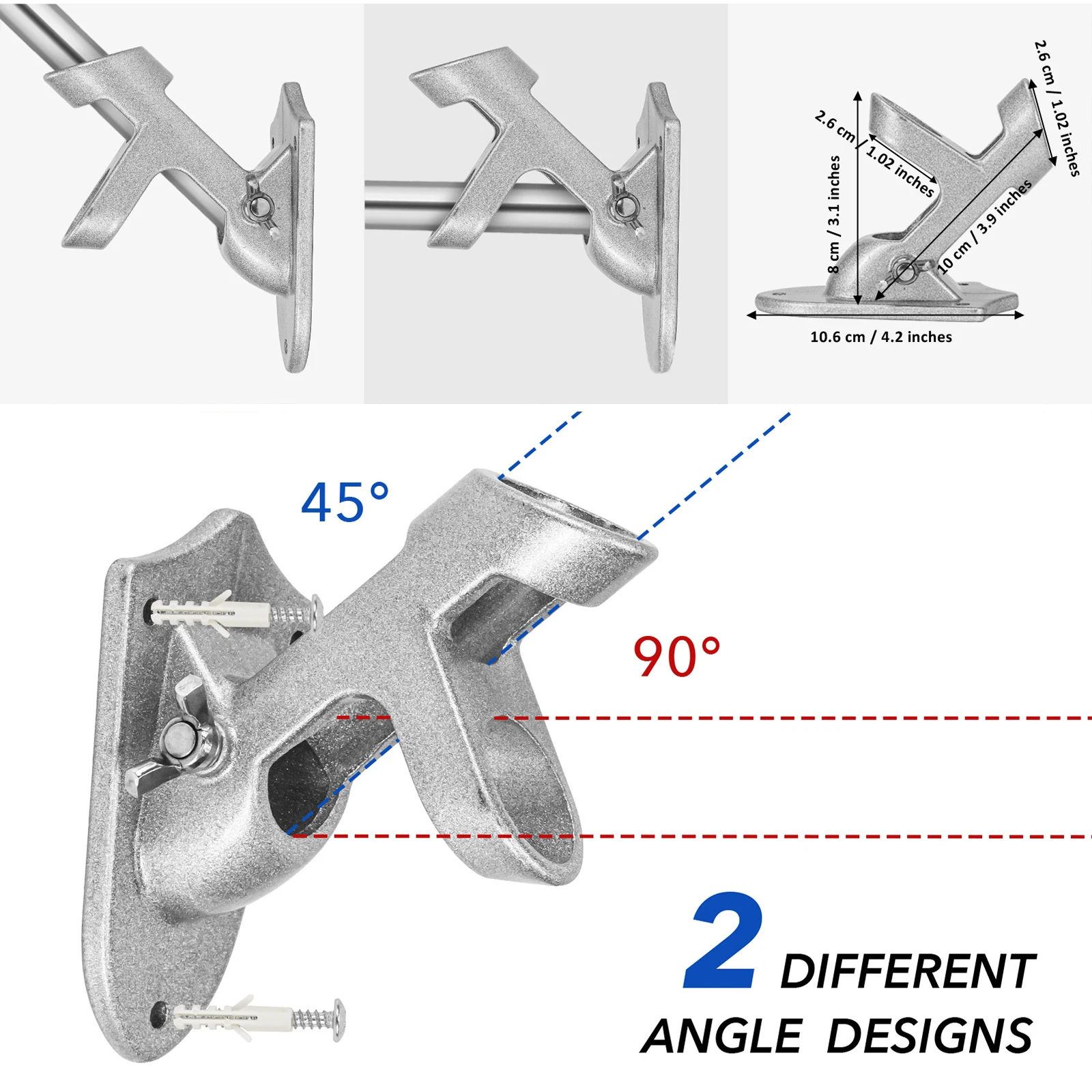 Flag Pole 6 FT Flagpole Holder Stainless Steel Bracket Rotating Rings 45&deg;&90&deg; Adjustable For Garden Wall Mounted flag pole attachments