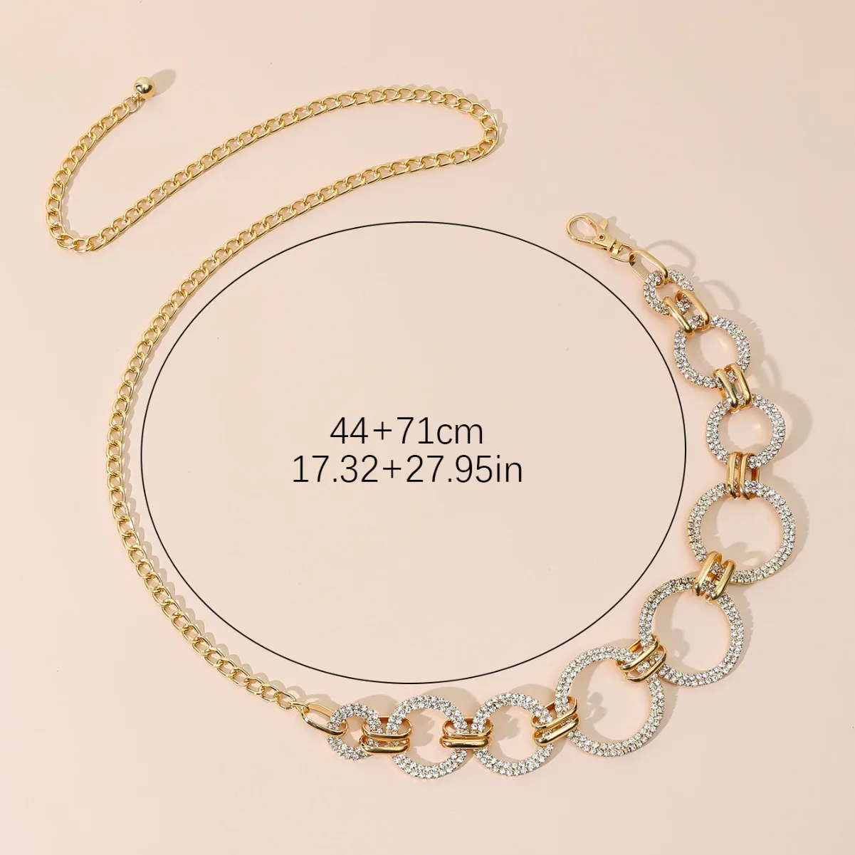 

European and American fashion circular ring with zirconium waist chain