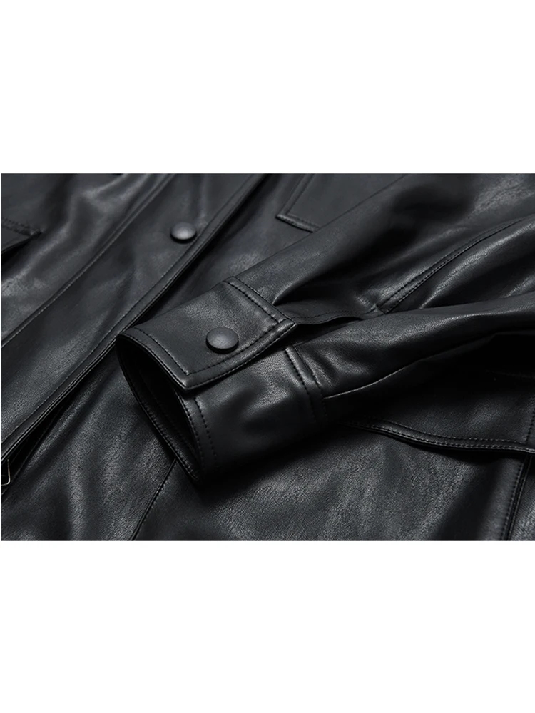 FMFSSOM Spring Autumn Four Big Pocket Chic Loose Design Biker BF