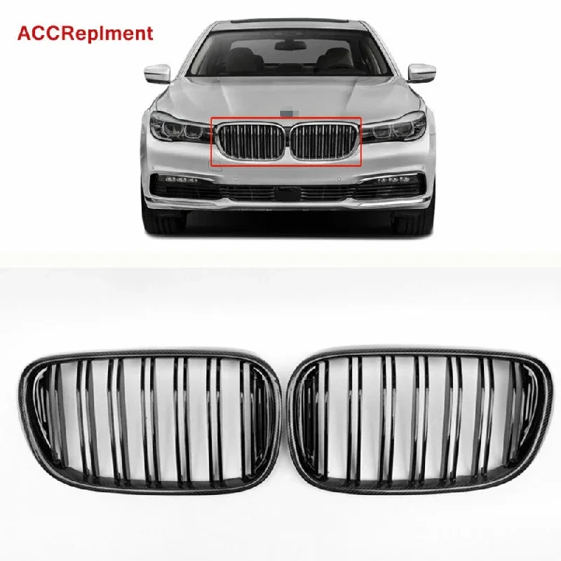 

Black For BMW 7 Series G11 G12 G13 2016-2020 Car Front Bumper Grilles Racing Grill Kidney Dual Line Grills Gloss Black Grille