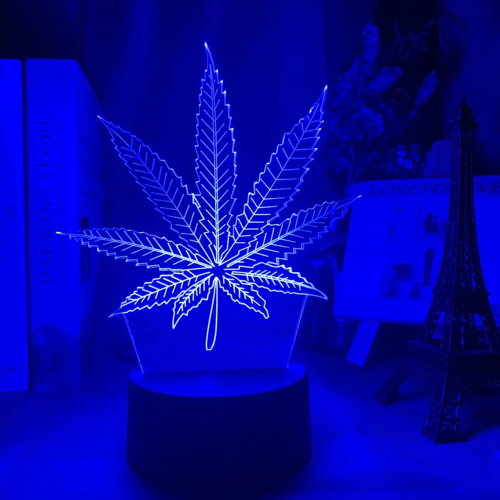 

Acrylic Led Night Light Weed Usb Battery Powered Table Lamp Color Changing Touch Sensor Home Decor Light Kids Bedroom Nightlight