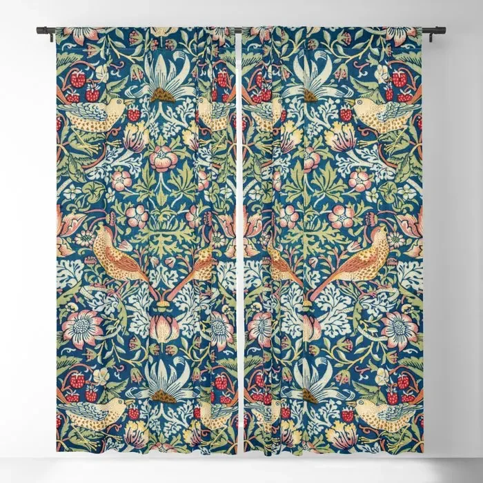 

William Morris Strawberry Thief Blackout Curtains 3D Print Window Curtains For Bedroom Living Room Decor Window Treatments