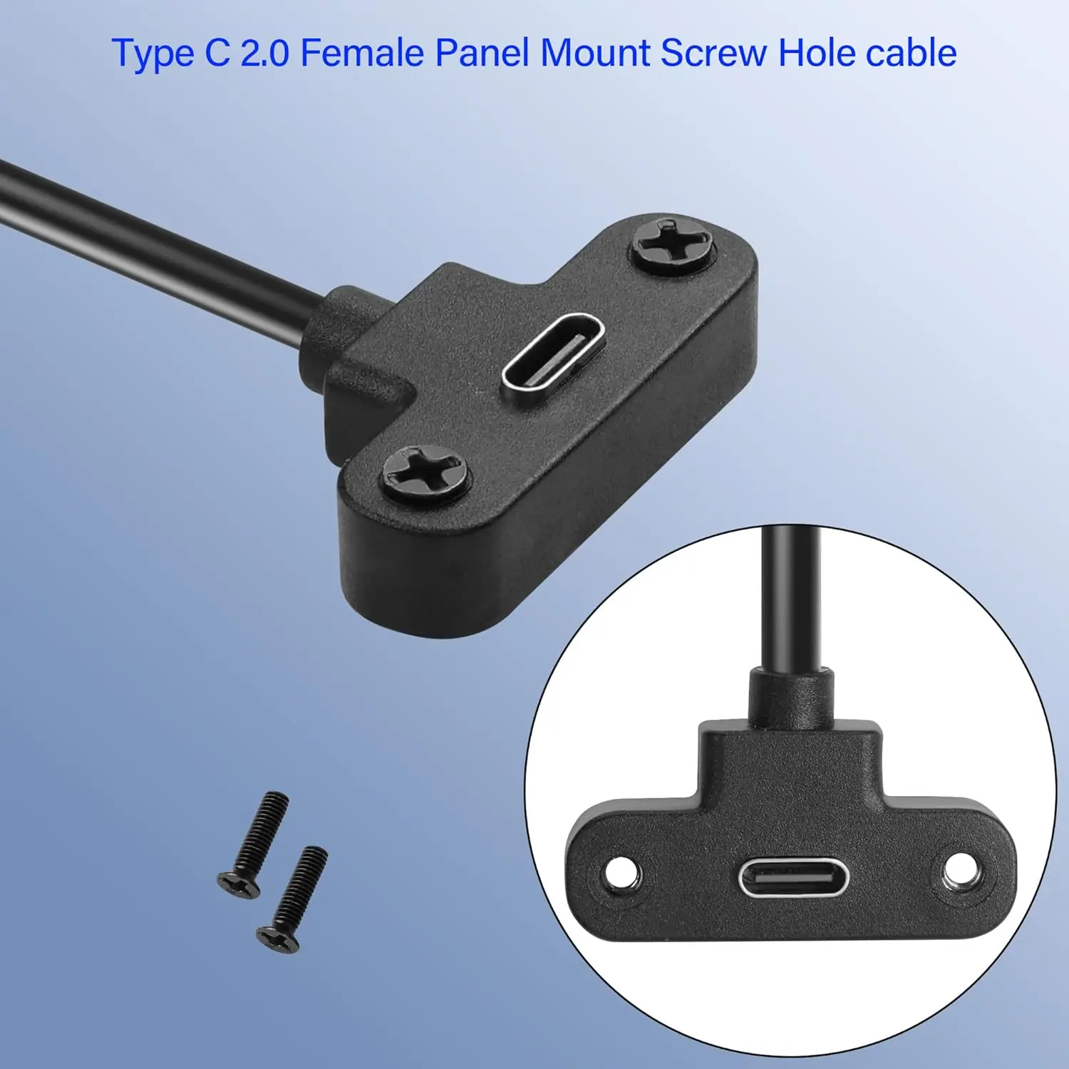 1pc USB 유형 C 남성-여성 90 ° 노트북 태블릿 휴대전화용 각도 패널 장착 나사 커넥터 데이터 전원 충전기 케이블