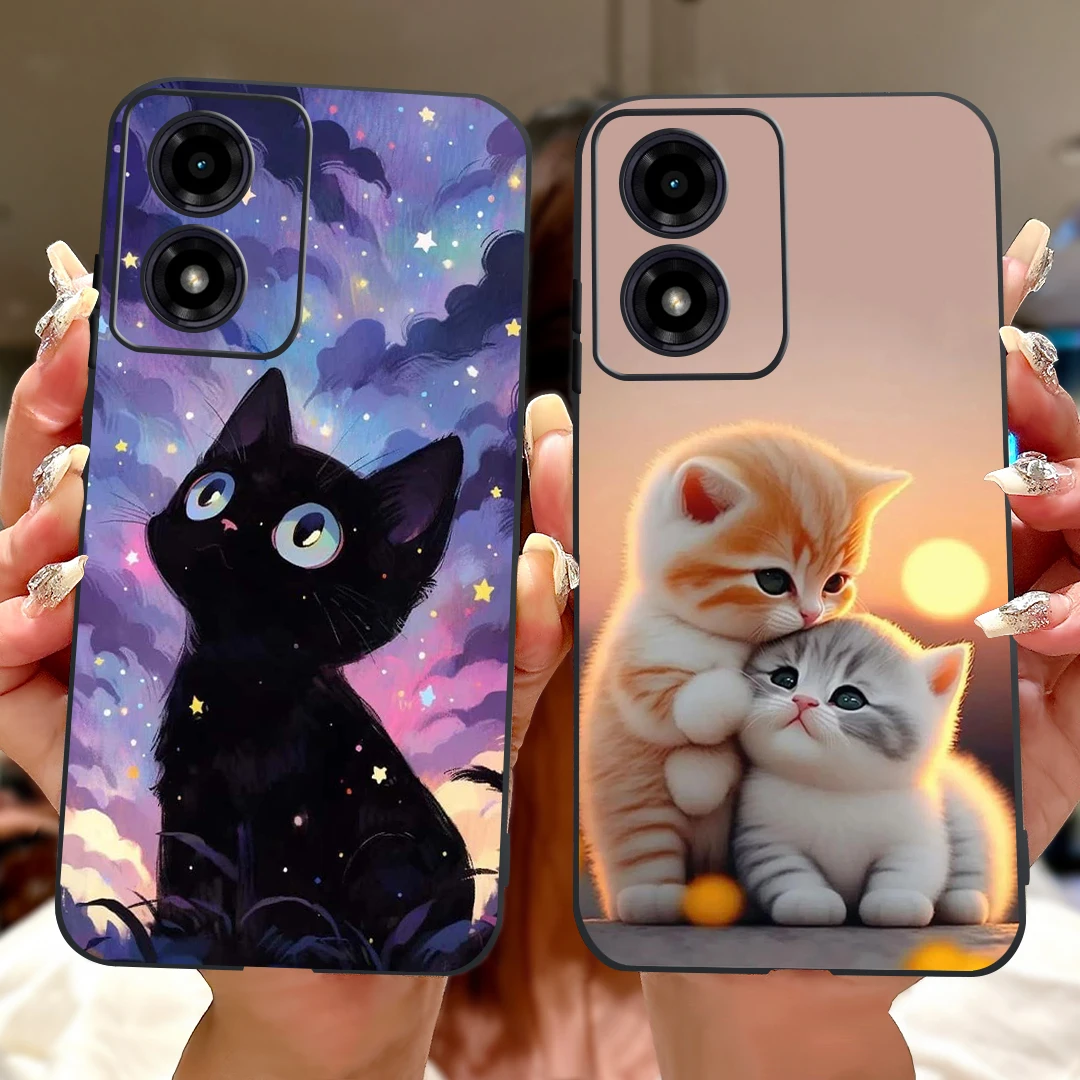 Cute Cat Fashion Painted Soft Silicone Phone Case Cover - Stylish Protective s Bag
