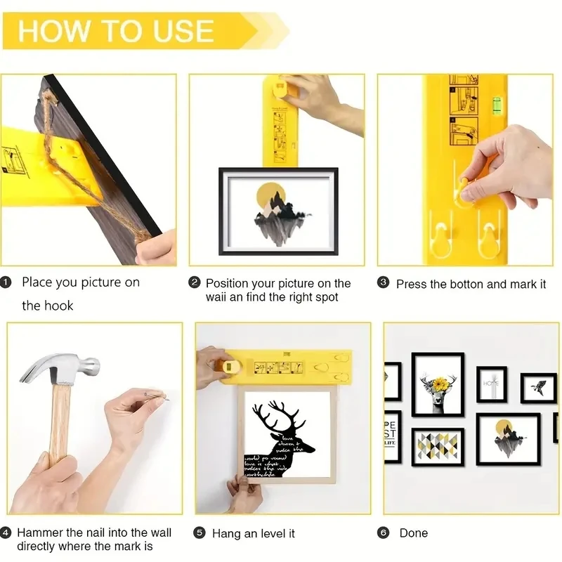 Kit Para Colgar Cuadros Con Nivel Fácil De Usar Para Paredes | Meses