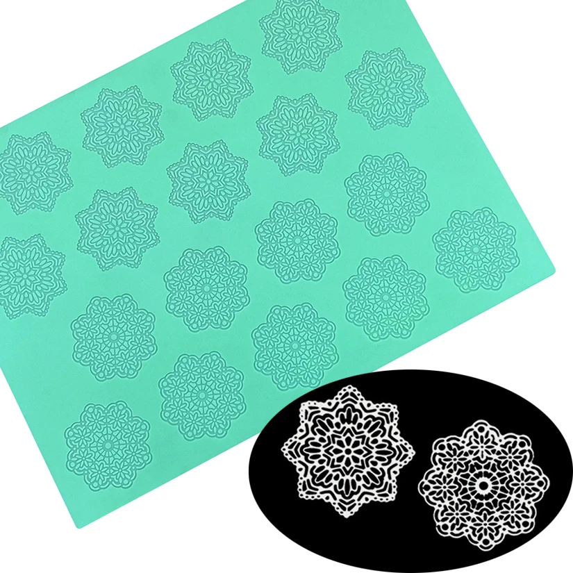 

CT-008 Snowflake Flower Rectangle 100% Food-grade Silicone Baking Mat Fondant Cake Decorating Mold Tools