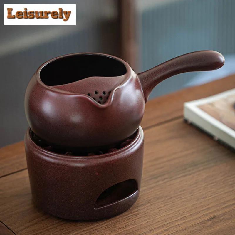 700ML Handmade Zen Black Ceramic Tea Pot Beauty Side Handle Health Pot Household Boiling Water Kettle For Electric Pottery Stove