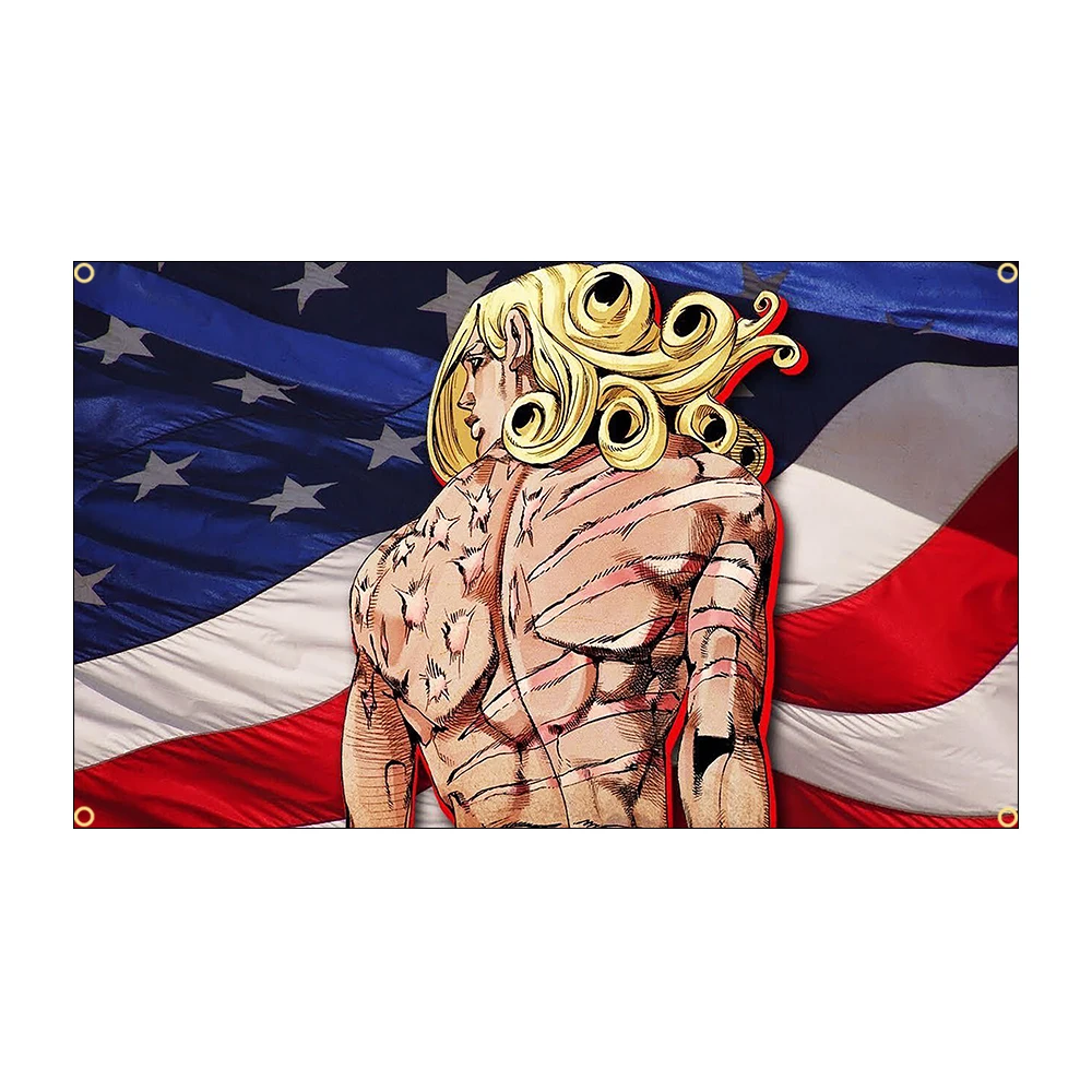 60X90CM 90X150CM J-JoJo STEEL-BALL-RUN Flaggen-Wandteppich aus Polyester, bedruckt, für Zimmer, Garage, Dekoration, Enthusiasten-Poster für Anime-Liebhaber