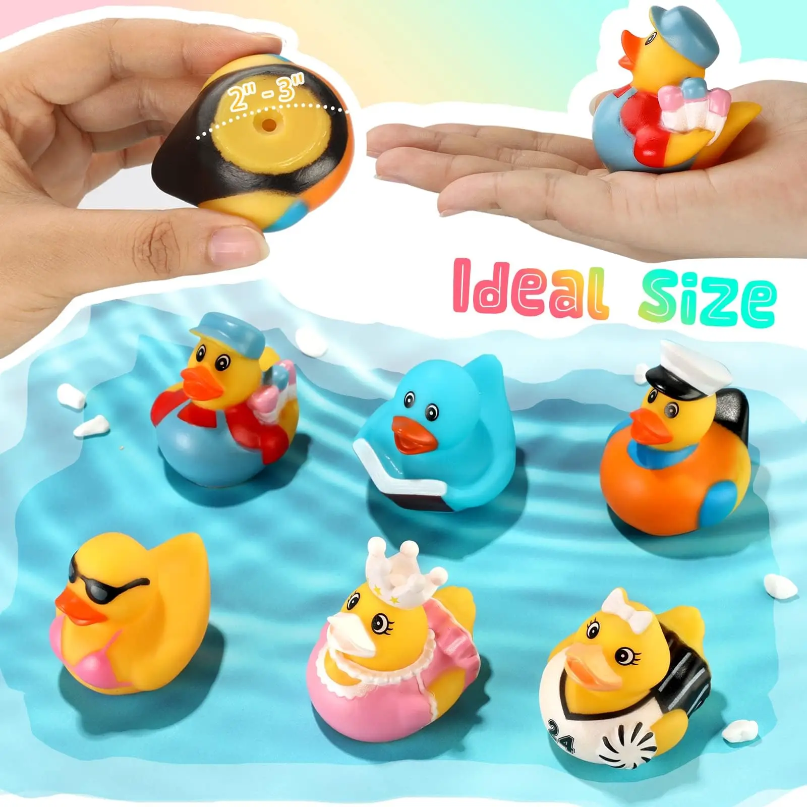 2 inch Assortment Rubber Duck in Bulk,50-Pack Assorted Mini Duck Toy for Ducking Cruise Ship,Floater Duck for Kid Bath Toy Gift 6