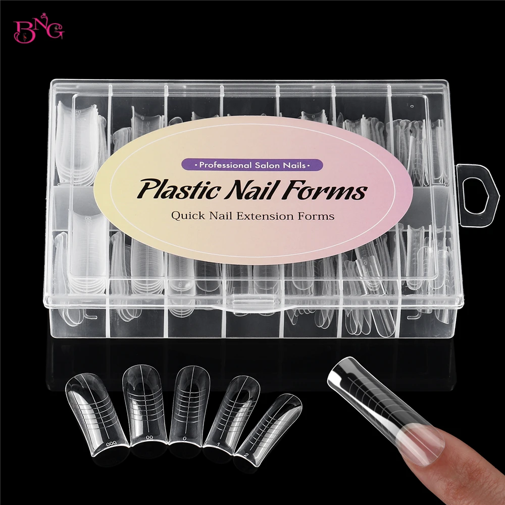 BNG 140 Stück obere Formen für Nagelverlängerungen, elegantes, quadratisches Dual-Formen-Nägel, UV-Gel-Nagellack, schnelle Gebäudeform, wiederverwendbare Nagelform – Detail 4