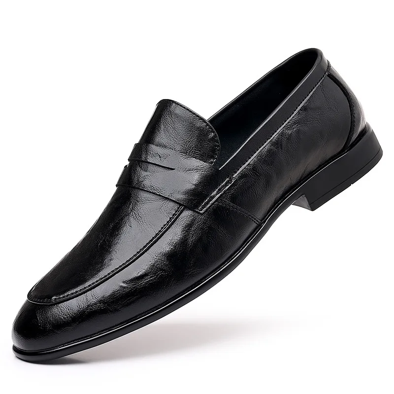 Fashion Men Slip on Dress Office Wedding Shoes Men Pointed Toe Dress Leather Shoes Luxury Italian Style Formal Party Shoes