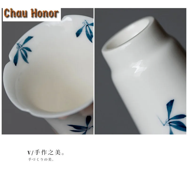 2pc/set Pure Hand-painted Butterfly Orchid Art Tea Cup Boutique Single Ceramic Smelling Master Cup Household Kung Fu Teaset 35ml