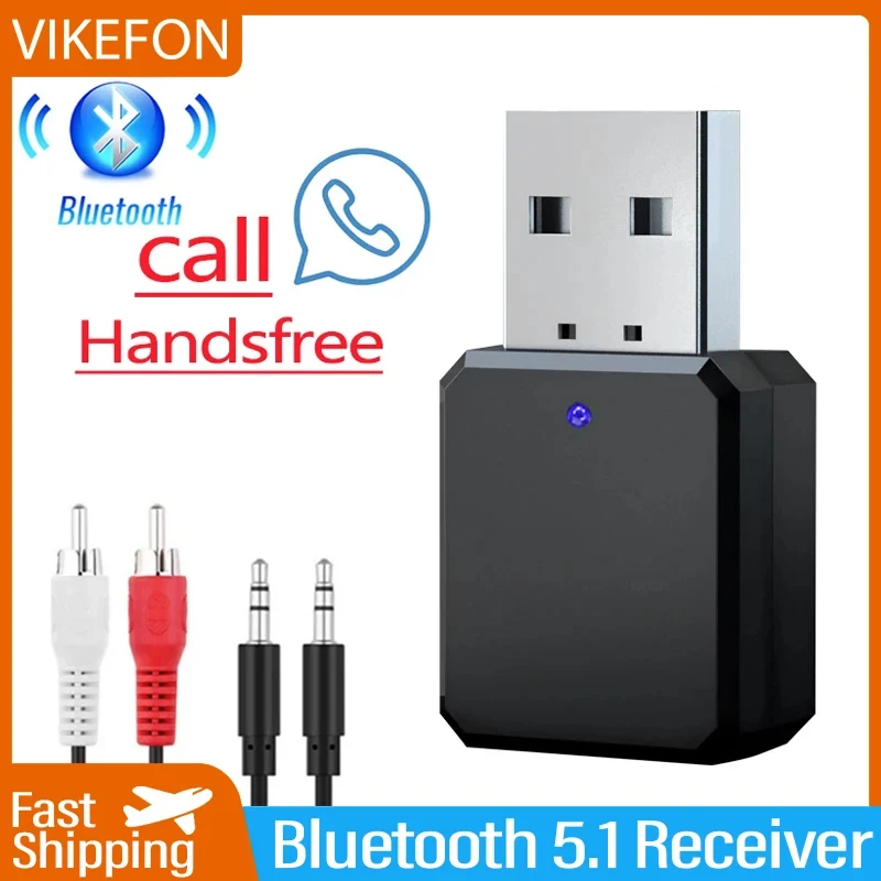 USB AUX Bluetooth 5.1 Receiver Music Wireless Audio Adapter Mic Hands-free Call 3.5mm AUX RCA Jack for Car kit Speaker Amplifier